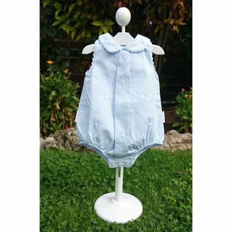 Ranita piqué azul bodoques blancos